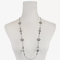 Liz Claiborne Silver Tone Glass 34 Inch Rolo Strand Necklace