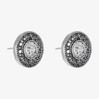 Liz Claiborne Silver Tone Glass 13mm Stud Earrings