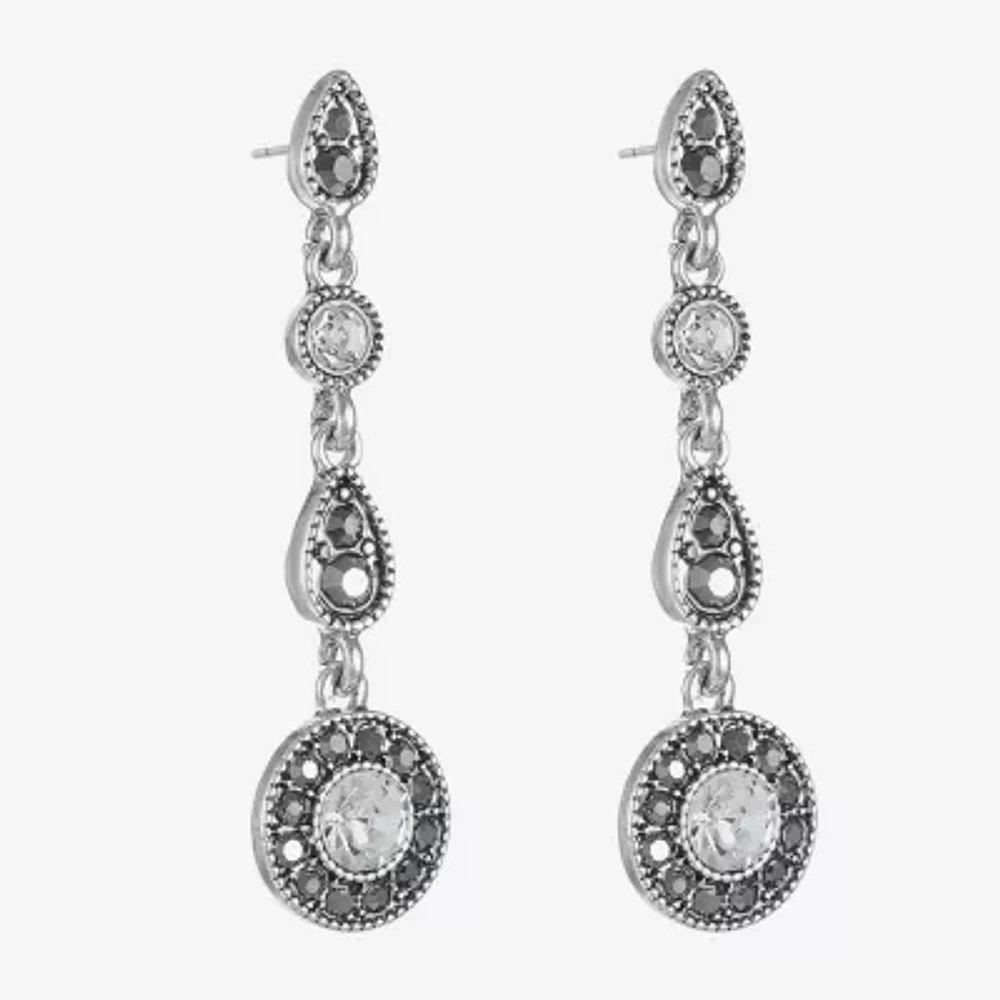 Liz Claiborne Silver Tone Linear Glass Drop Earrings
