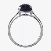 Womens Genuine Black Onyx Sterling Silver Cocktail Ring