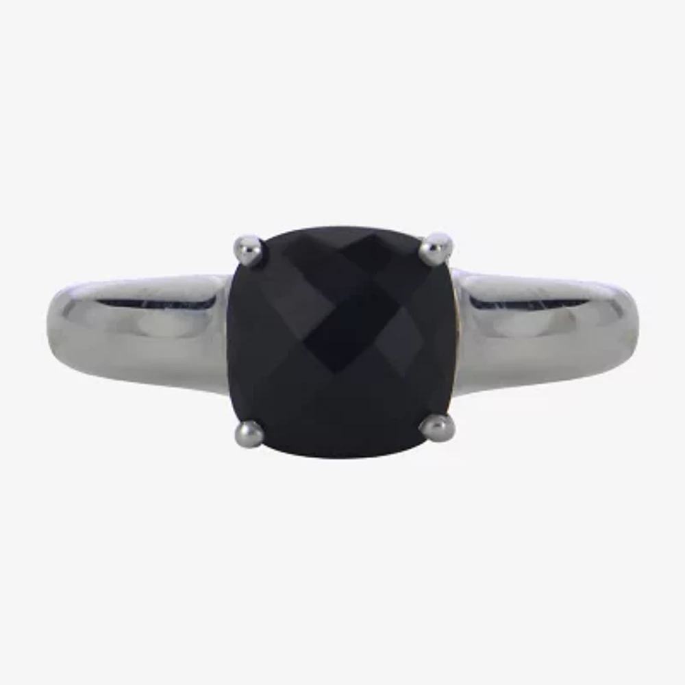Womens Genuine Black Onyx Sterling Silver Cocktail Ring