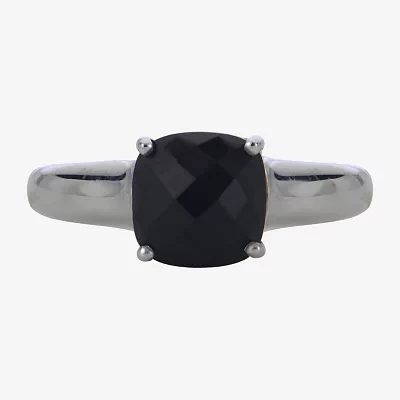Womens Genuine Black Onyx Sterling Silver Cocktail Ring