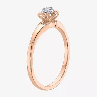 Promise My Love Womens Diamond Accent Natural White 10K Rose Gold Over Silver Round Ring