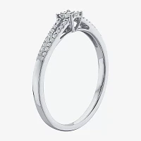 Promise My Love Womens 1/6 CT. T.W. Natural White Diamond Sterling Silver Round Promise Ring