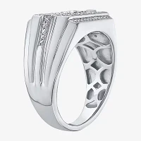 Mens 1/ CT. T.W. Natural Diamond Sterling Silver Fashion Ring