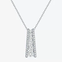 Yes Womens Lab Created White Sapphire Sterling Silver Pendant Necklaces