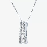 Yes Womens Lab Created White Sapphire Sterling Silver Pendant Necklaces
