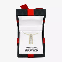 Yes Womens Lab Created White Sapphire Sterling Silver Pendant Necklaces