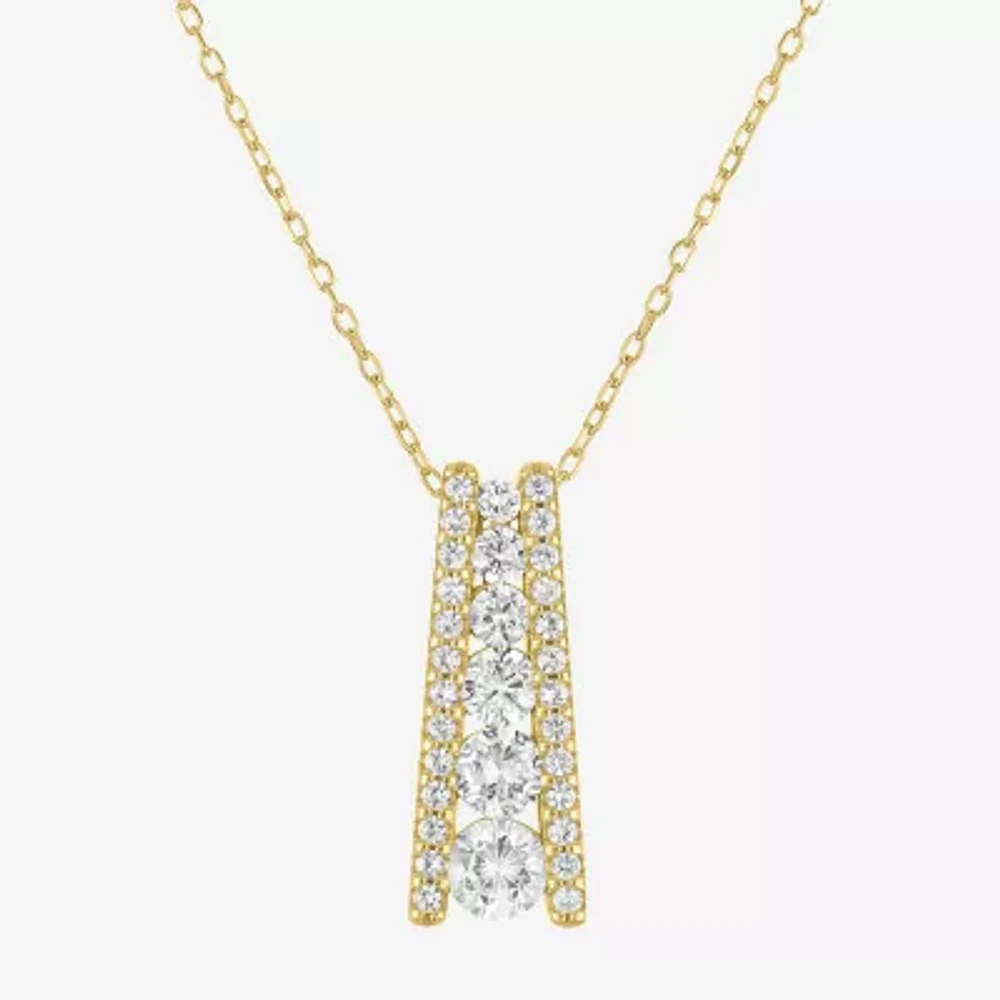 Yes Womens Lab Created White Sapphire Sterling Silver Pendant Necklaces