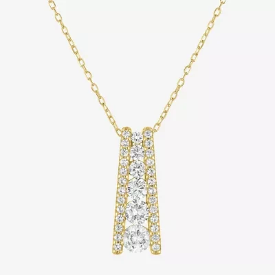 Yes Womens Lab Created White Sapphire Sterling Silver Pendant Necklaces