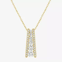 Yes Womens Lab Created White Sapphire Sterling Silver Pendant Necklaces