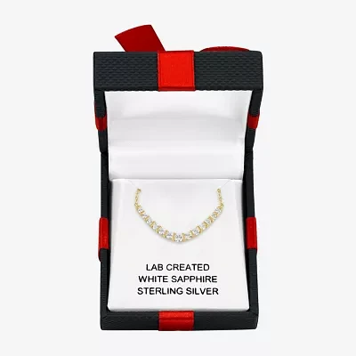 Yes, Please! Womens Lab Created White Sapphire 14K Gold Over Silver Curved Chevron Necklaces