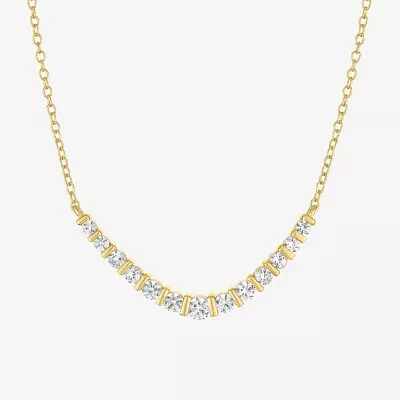 Yes, Please! Womens Lab Created White Sapphire 14K Gold Over Silver Curved Chevron Necklaces