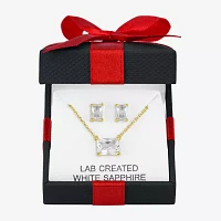 Yes, Please! Womens 2-pc. Lab Created White Sapphire 14K Gold Over Silver Necklace Set