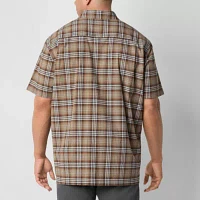 mutual weave Big and Tall Mens Classic Fit Short Sleeve Checked Button-Down Shirt