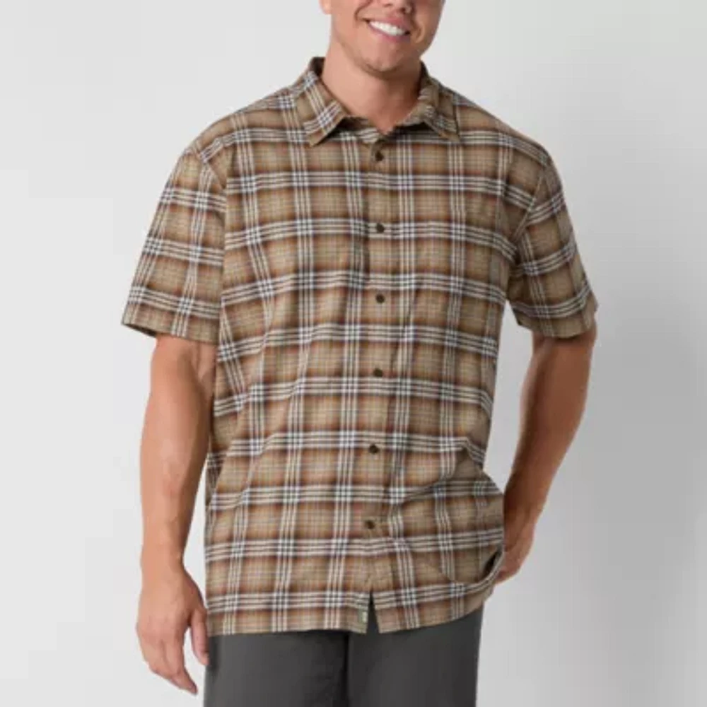 mutual weave Big and Tall Mens Classic Fit Short Sleeve Checked Button-Down Shirt