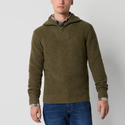 mutual weave Mens Mock Neck Long Sleeve Pullover Sweater