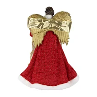 Northlight 18" Red And Green Angel With Wreath Unlit Christmas Tree Topper