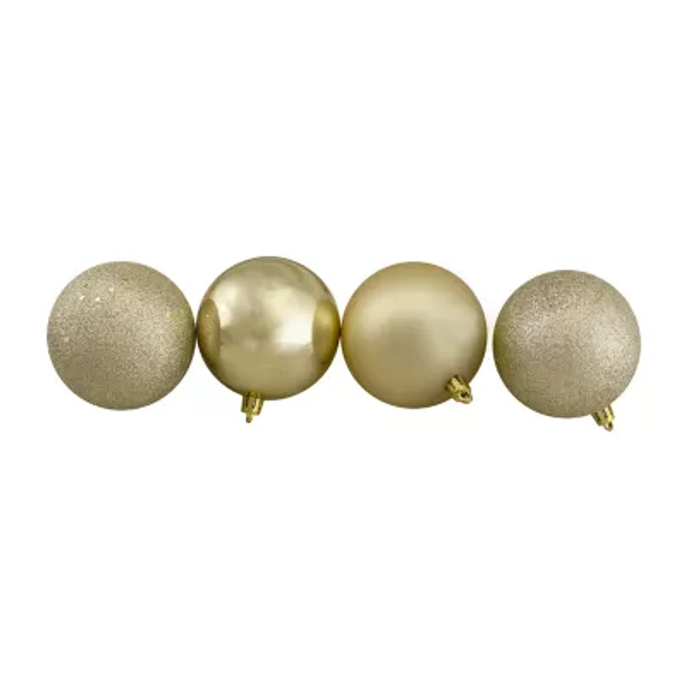 32ct Champagne Gold Shatterproof 4-Finish Christmas Ball Ornaments 3.25'' (80mm)