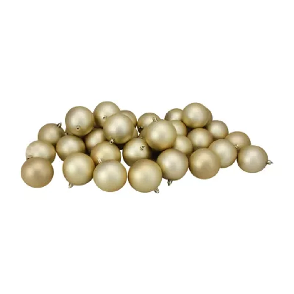 32ct Matte Champagne Gold Shatterproof Christmas Ball Ornaments 3.25'' (80mm)