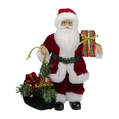 12'' Santa Claus Holding Gift Bag and Presents Christmas Figure