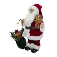 12'' Santa Claus Holding Gift Bag and Presents Christmas Figure