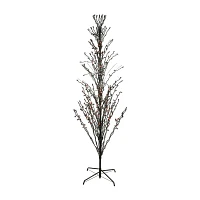 9' Pre-Lit Black Cascade Outdoor Halloween Twig Tree  Orange Lights