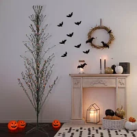 6' Pre-Lit Black Cascade Outdoor Halloween Twig Tree Lights