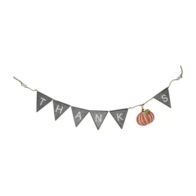 Northlight 64" Metal Gray White And Orange Thanksgiving "Thanks" Decorative Banner Wall Sign