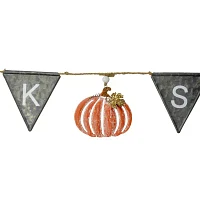 Northlight 64" Metal Gray White And Orange Thanksgiving "Thanks" Decorative Banner Wall Sign