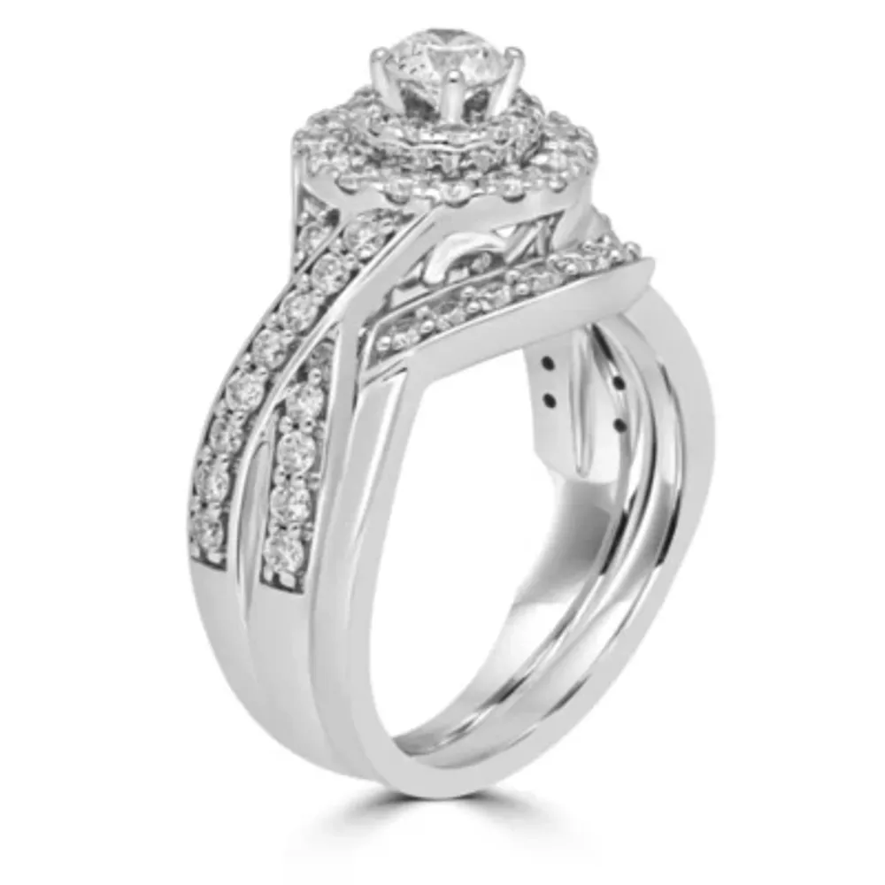 Signature By Modern Bride Womens 1 1/2 CT. T.W. Natural White Diamond 14K Gold Bridal Set