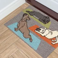 Liora Manne Frontporch Yoga Dogs Hand Tufted Rectangular Rugs & Floor Coverings Indoor Outdoor Animal Accent Rugs