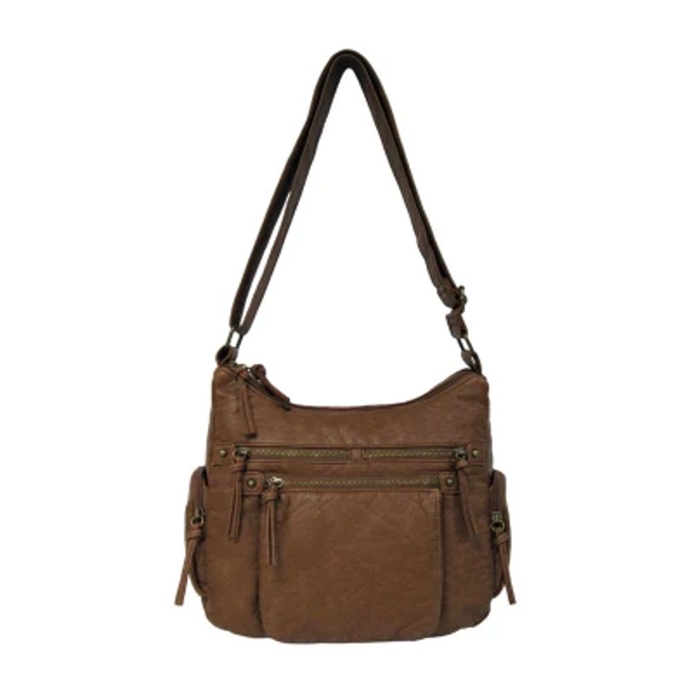 Bueno of California Elephant Large Washed Hobo Crossbody Bag