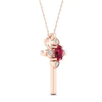 Womens Lead Glass-Filled Red Ruby 10K Rose Gold Cross Pendant Necklace