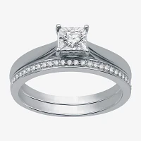 I Said Yes (H-I / I1) Womens 1/4 CT. T.W. Lab Grown White Diamond Sterling Silver Solitaire Bridal Set