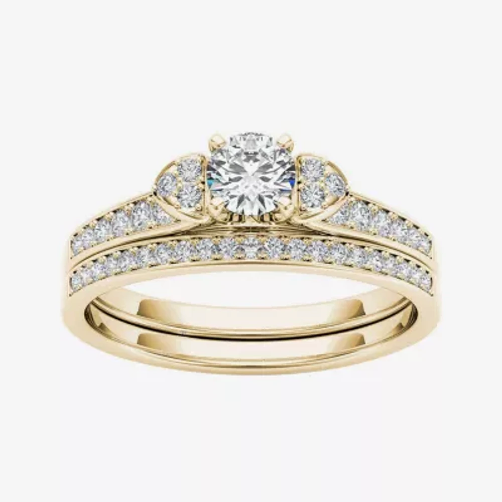 1/2 CT.T.W. Natural Diamond 10K Yellow Gold Bridal Set Ring