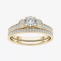 1/2 CT.T.W. Natural Diamond 10K Yellow Gold Bridal Set Ring