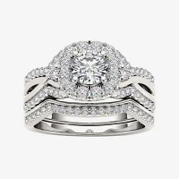 1 1/4 CT.T.W. Natural Diamond 14K Gold Halo Bridal Ring Set