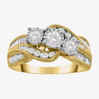 Love Lives Forever Womens 1 CT. T.W. Natural White Diamond 10K Gold 3-Stone Engagement Ring