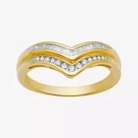 2MM 1/4 CT. T.W. Natural White Diamond 14K Gold Over Silver Chevron Wedding Band