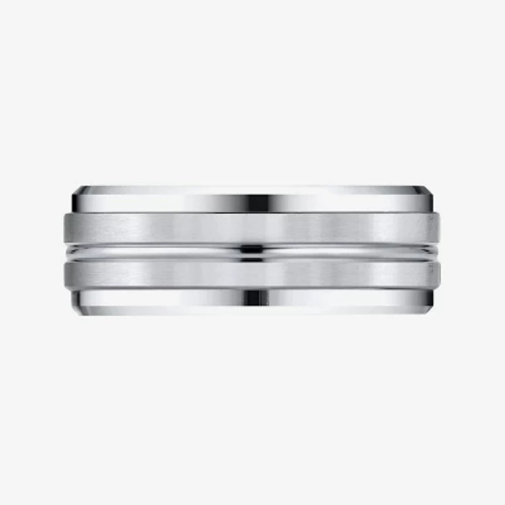 Mens 10K White Gold 8mm Band