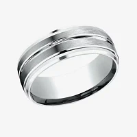 Mens 10K White Gold 8mm Band