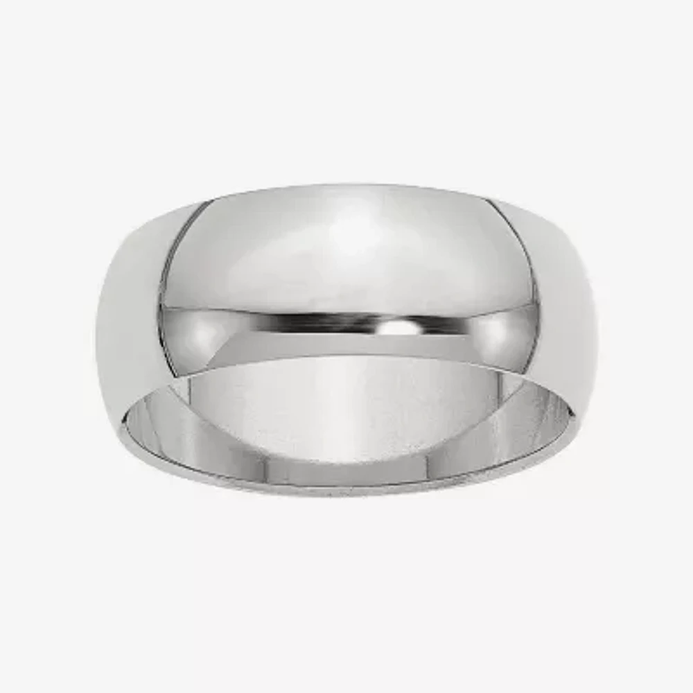 Womens 8MM Sterling Silver Wedding Band