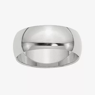 Womens 8MM Sterling Silver Wedding Band