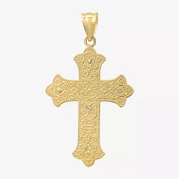 Womens 14K Two Tone Gold Cross Pendant