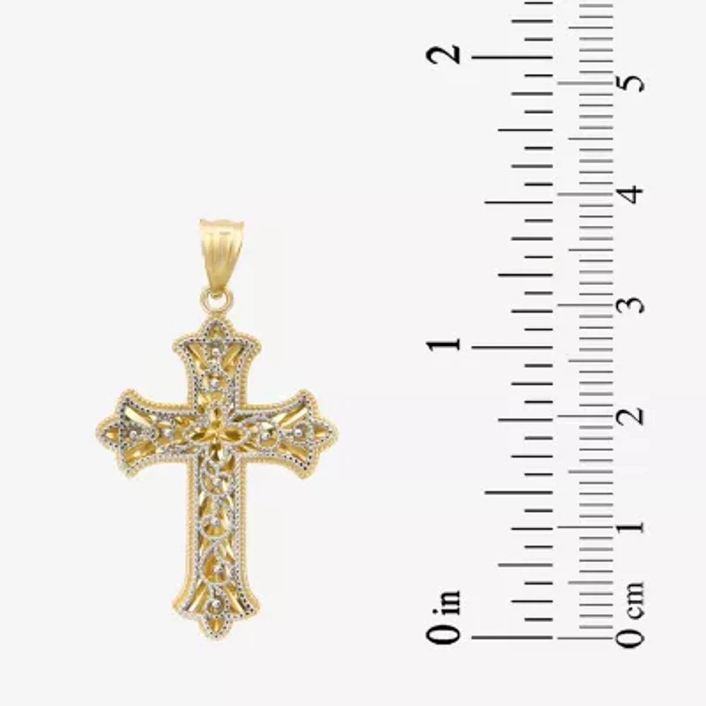 Womens 14K Two Tone Gold Cross Pendant