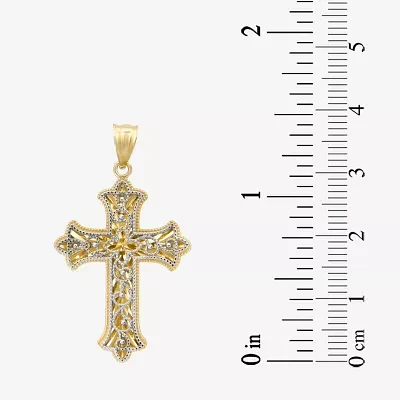 Womens 14K Two Tone Gold Cross Pendant