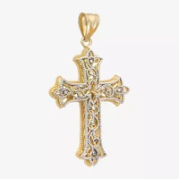 Womens 14K Two Tone Gold Cross Pendant