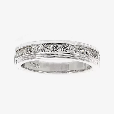 DiamonArt® Mens Cubic Zirconia Sterling Silver Wedding Band