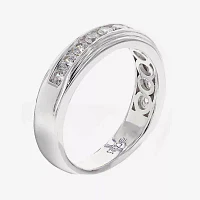 DiamonArt® Mens Cubic Zirconia Sterling Silver Wedding Band